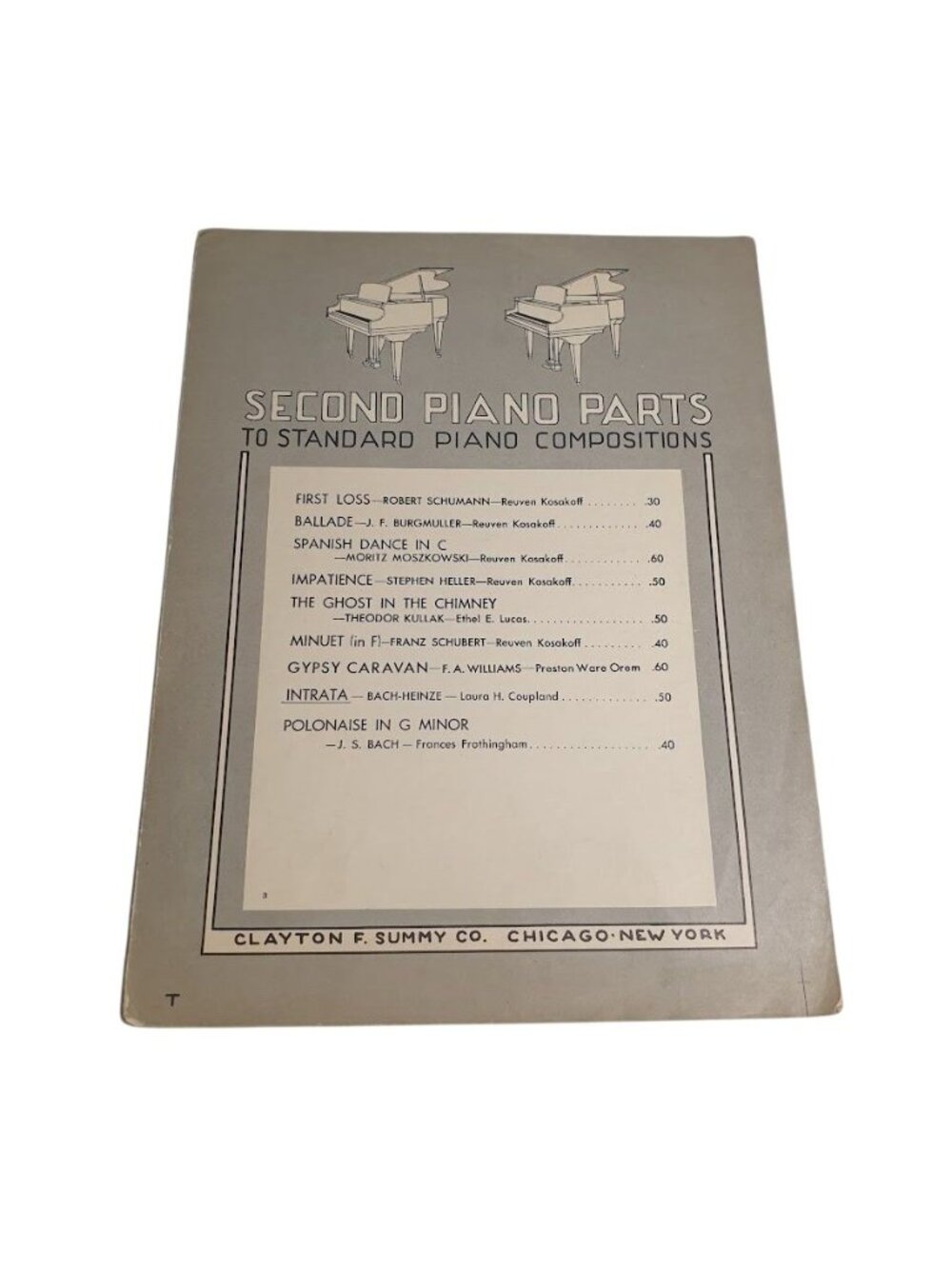 Intrata Second Piano Parts To Standard Piano 1949 Clayton F Summy Co Sheet Music
